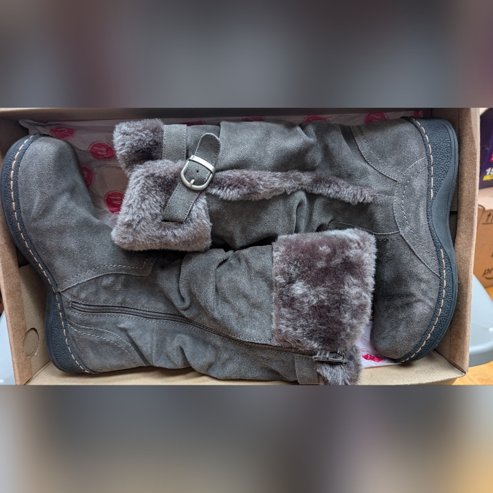 BareTraps Charcoal Faux Fur Winter Boots